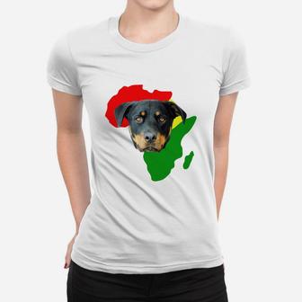 Black History Month African Map Rottweiler Gift For Pet Lovers Proud Black Ladies Tee - Seseable