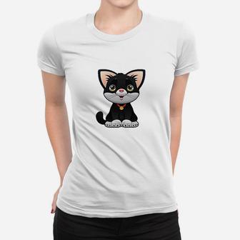 Black1 Cat Cute Lover Kitty Cotton Ladies Tee - Seseable