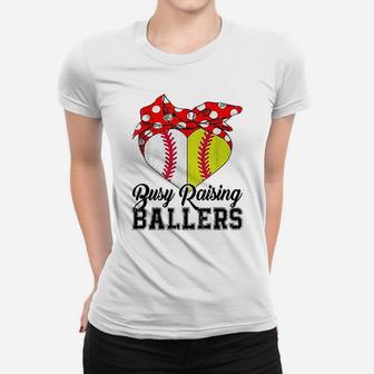 Busy Raising Ballers Softball Mom Ladies Tee - Seseable