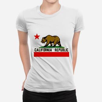 California Republic Borderless Bear Flag Black Ladies Tee - Seseable