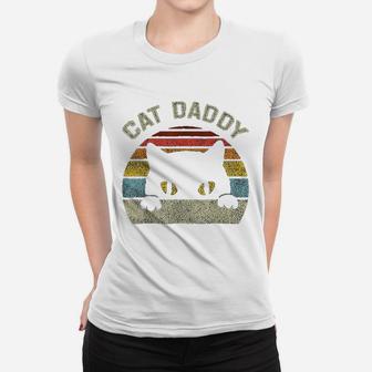 Cat Daddy Men Vintage Retro Black Cats Dad Fathers Day Gift Ladies Tee - Seseable