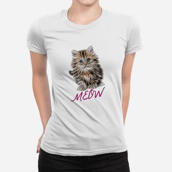 Cat Meow Kitty Funny Cats Mom And Cat Dad Gift Ladies Tee - Seseable