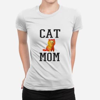 Cat Mom Orange Tabby Family Gift Ladies Tee - Seseable