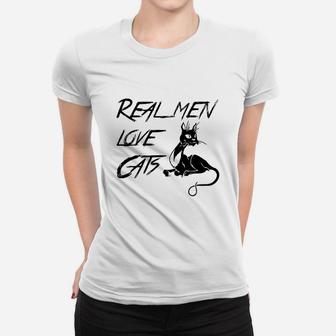 Cats Real Men Love Cats Ladies Tee - Seseable