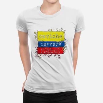 Ceviche Cerveza Futbol Funny Ecuador Flag Soccer Jersey Ladies Tee - Seseable
