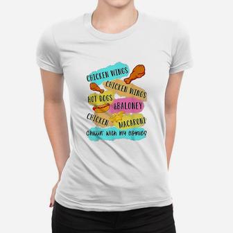Chicken Wing Hot Dog And Baloney Funny Ladies Tee - Seseable