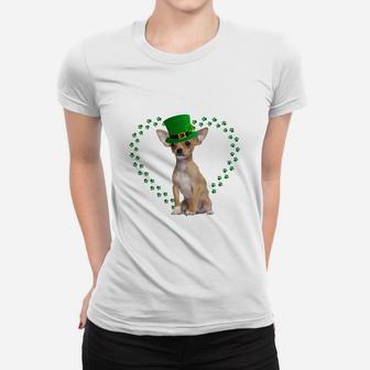 Chihuahua Heart Paw Leprechaun Hat Irish St Patricks Day Gift For Dog Lovers Ladies Tee - Seseable