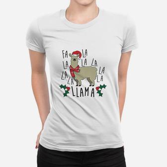 Christmas Fa La Llama Funny Ladies Tee - Seseable