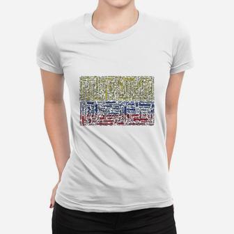 Colombian Flag With Colombian Cities Word Art Gift Women T-shirt - Seseable