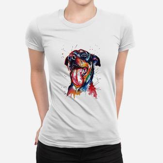 Colorful Rottweiler Dog Love-r Dad Mom Ladies Tee - Seseable