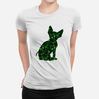 Cute Shamrock Devon Rex Mom Dad Gift St Patricks Day Awesome Cat Lovers Gift Ladies Tee - Seseable