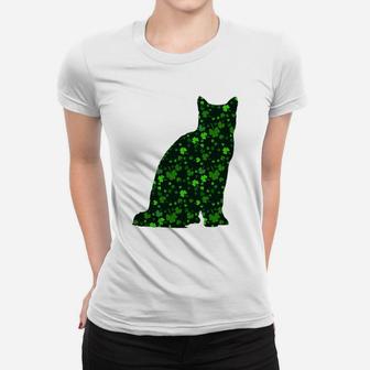 Cute Shamrock European Shorthair Mom Dad Gift St Patricks Day Awesome Cat Lovers Gift Ladies Tee - Seseable