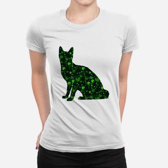 Cute Shamrock Japanese Bobtail Mom Dad Gift St Patricks Day Awesome Cat Lovers Gift Ladies Tee - Seseable