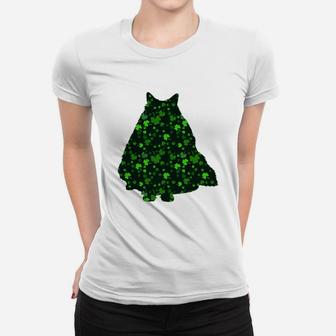 Cute Shamrock Norwegian Forest Mom Dad Gift St Patricks Day Awesome Cat Lovers Gift Ladies Tee - Seseable