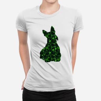 Cute Shamrock Scottish Terrier Mom Dad Gift St Patricks Day Awesome Dog Lovers Gift Ladies Tee - Seseable