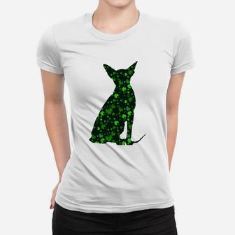 Cute Shamrock Sphynx Mom Dad Gift St Patricks Day Awesome Cat Lovers Gift Ladies Tee - Seseable
