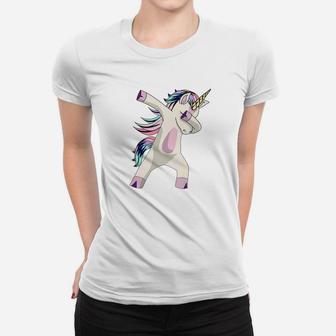 Dabbing Unicorn For Daughter Son Granddaughter Daddy Ladies Tee - Seseable