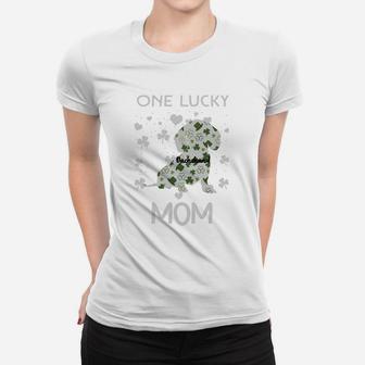 Dachshund One Lucky Mama St Patrick Day Dog Mom Great Gift Ladies Tee - Seseable