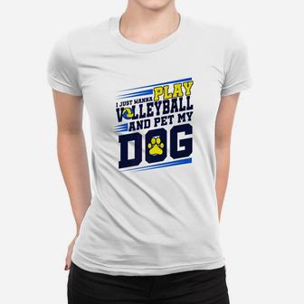 Dog Mom Dad Volleyball Funny Player Coach Gift Ladies Tee - Seseable