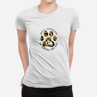 Easily Distracted By Camping And Dogs Ladies Tee - Seseable