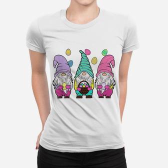 Easter Gnomes In Pastel Spring Pattern Outfit And Easter Egg Ladies Tee - Seseable