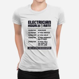 Electrician Hourly Rate Funny Lineman Dad Vintage Gifts Ladies Tee - Seseable