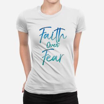 Faith Over Fear Vintage Inspirational Bold Christian Ladies Tee - Seseable