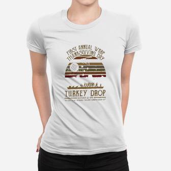 First Annual Wkrp Thanksgiving Day Turkey Drop Vintage Ls Ladies Tee - Seseable