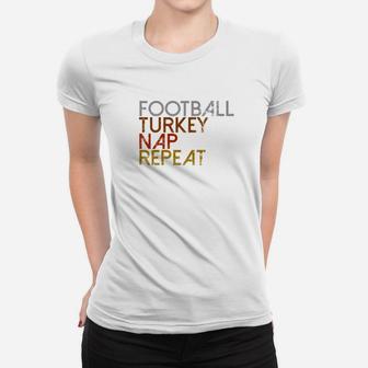 Football Turkey Nap Repeat Thanksgiving Vintage Ladies Tee - Seseable