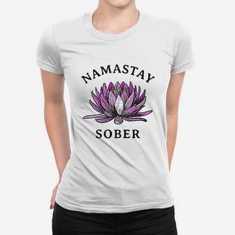 Funny Namastay Sober Na Aa 12 Step Recovery Gifts Ladies Tee