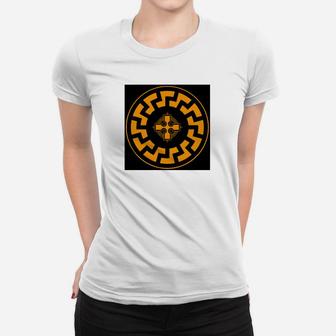 Geometrisches Muster Herren Frauen Tshirt in Schwarz und Gelb, Trendy Tee - Seseable