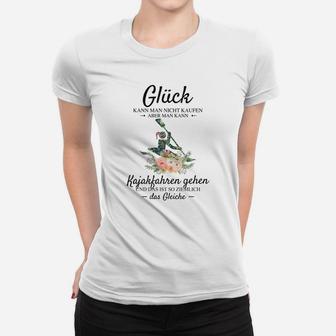 Glückliches Kajakfahren Frauen Tshirt mit deutschem Spruch und Grafik - Seseable