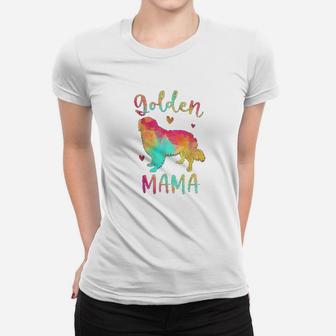 Golden Mama Colorful Golden Retriever Gifts Dog Mom Ladies Tee - Seseable