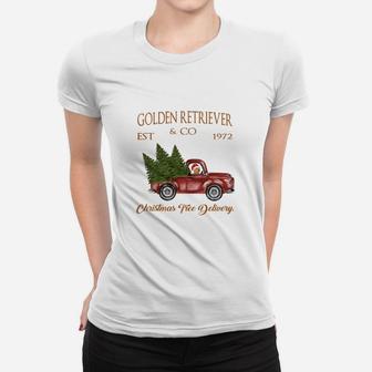 Golden Retriever Eat And Co 1972 Christmas Tree Delivery Sweater Ladies Tee - Seseable