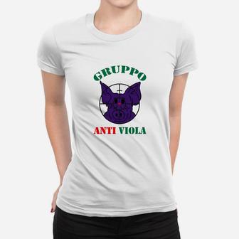 Gruppo Anti Viola Frauen Tshirt, Schweinedesign Lustiges Motiv - Seseable