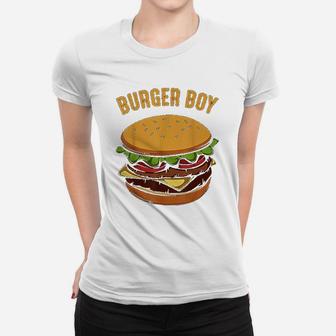Hamburger Cheeseburger Burger Boy Funny Fast Food Lover Ladies Tee - Seseable