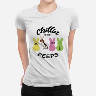 Happy 2021 Easter Bunny Cute Beagle Chilling With My Peeps Gift For Dog Lovers Ladies Tee - Seseable