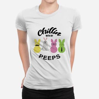 Happy 2021 Easter Bunny Cute Maltese Chilling With My Peeps Gift For Dog Lovers Ladies Tee - Seseable