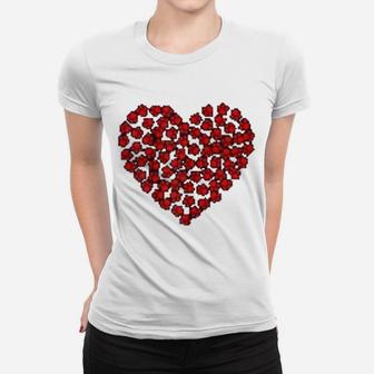 Heart Paws Print Dog Love Valentines Day Gift Ladies Tee - Seseable