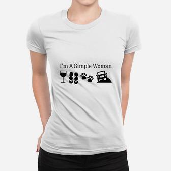 I Am A Simple Woman Love Wine Flip Flops Dog Ladies Tee - Seseable