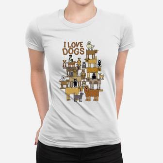 I Love Dogs Cute Funny Dog Acrobat For Everyone Ladies Tee - Seseable