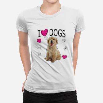 I Love Dogs Golden Labrador Retriever Ladies Tee - Seseable