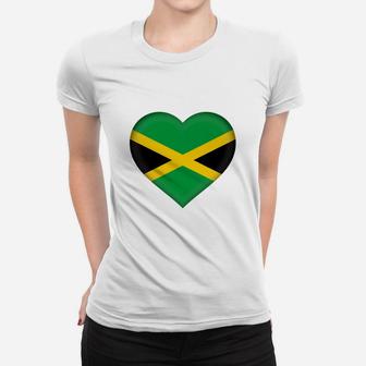 I Love Jamaica Jamaican Flag Heart Women T-shirt - Seseable