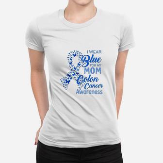 I Wear Blue For My Mom Awareness Ladies Tee - Seseable