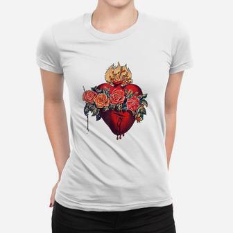 Immaculate Heart Of Mary Vintage Blessed Catholic Sorrows Ladies Tee - Seseable