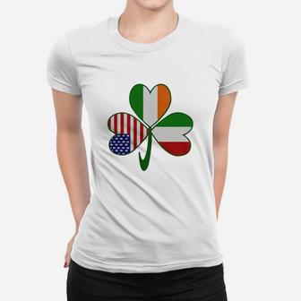 Italian Irish American Shamrock T-shirt Ladies Tee - Seseable