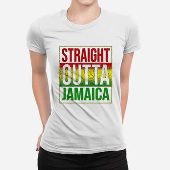 Jamaica Straight Outta Jamaica Rasta Gift Ladies Tee - Seseable