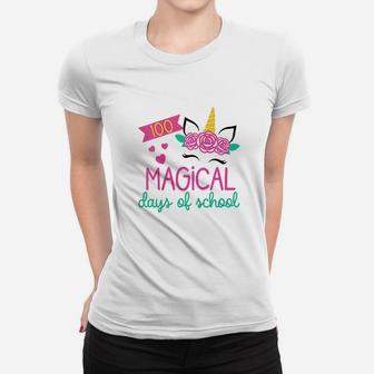 Kids 100th Day Of Kindergarten Gift For Girls 100 Magical Days Ladies Tee - Seseable