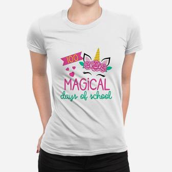 Kids 100th Day Of Kindergarten Gift For Girls 100 Magical Days Ladies Tee - Seseable
