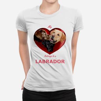 Labrador Dog Shows Yellow Lab Choc Lab Black Lab Heart Ladies Tee - Seseable